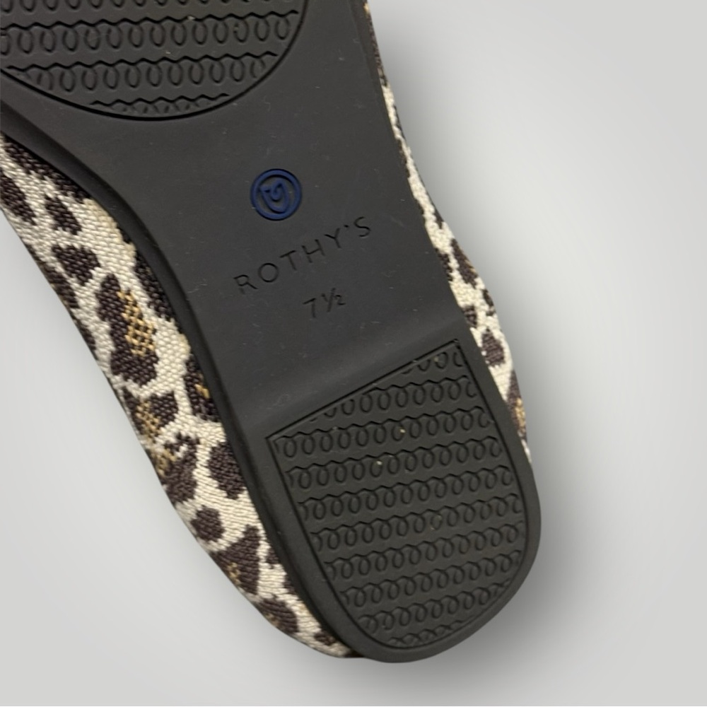 Rothy's Mocha Spot Animal Leopard Cheetah Slip On Loafer Flat Shoes Size 7.5 - Picture 7 of 8